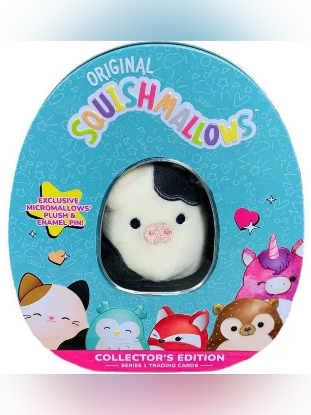 •GUC•Squishmallows Series 1 Trading Cards Connor the Cow Collector Tin